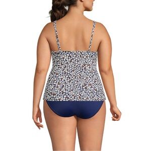Lands' End Navy and White Floral Tankini Top